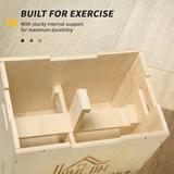 HOMCOM 3-in-1 Wooden Plyo Box with 40/45/60cm Jump Heights & Carved Handles – Home Gym Training, Natural