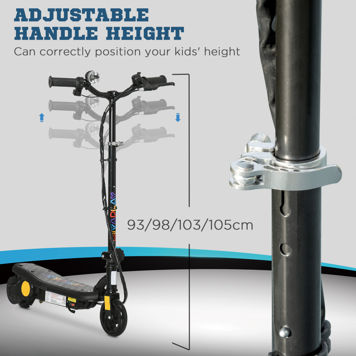Kids Folding Electric Scooter with LED Headlight, Bell & Hand Brake – Adjustable E-Scooter for Ages 7–14, Black