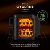 Swan 11L Twin Stack Dual Layer Air Fryer with 2 x 5.5L Baskets – Family Cooking, Space-Saving