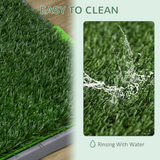 PawHut Dog Toilet with 2 Artificial Grass Pads – Indoor and Outdoor Potty Training Tray, 67 x 41cm, Green