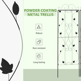 Outsunny Set of 2 Metal Garden Trellises for Climbing Plants – Leaf Design, Powder Coated Steel, Black