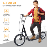 HOMCOM Teen Scooter with Adjustable Height, Dual Brakes, Big Rubber Wheels & Kickstand – Ages 5+