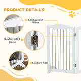PawHut Foldable Dog Gate for Doorways, Stairs and Halls – Freestanding Pet Barrier, White