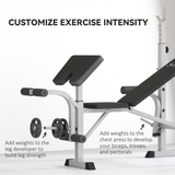 HOMCOM Adjustable Weight Bench with Squat Rack, Leg Developer & Plate Storage – Home Gym Workout Bench, Grey