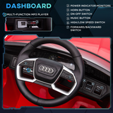 HOMCOM Audi E-tron 12V Kids Electric Ride-On Car with Remote Control, Lights & Music – Licensed Toy Car, Red