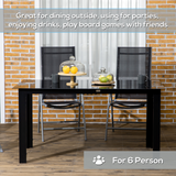 Outsunny Outdoor Dining Table for 6 with Tempered Glass Top & Aluminium Frame – Patio Garden Table, Black