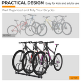 HOMCOM 3-Bike Parking Rack, Galvanised Steel Floor or Wall Mounted Bicycle Stand – Detachable Cycle Storage, Black