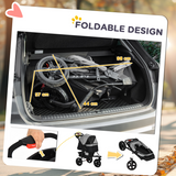 Folding 3-Wheel Pet Stroller with Adjustable Canopy, Storage Basket and Brake – For Small Dogs up to 10kg, Grey
