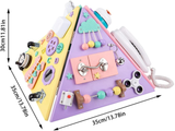 Montessori Busy Board Pyramid for Toddlers – Wooden Sensory Activity Cube for Motor Skills