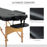 HOMCOM Portable Folding Massage Table with 2 Sections & Adjustable Height – Spa Beauty Bed, Black