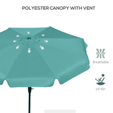 Outsunny 2.66m Scalloped Garden Patio Umbrella with Crank Handle & Push-Button Tilt – 4–6 Seater, Green