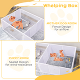 PawHut 7 Panel Puppy Pen with Three Doors – Indoor Two-Room Dog Playpen, White