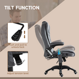 Executive Reclining Office Chair with Heated Massage, Padded Headrest & Swivel Base – Home Office, Grey