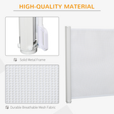 PawHut Retractable Pet Safety Gate, Folding Stair Barrier with Breathable Mesh, 115 cm – White