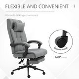 Reclining Office Chair with Footrest & Removable Pillow, 155° Recline – Home Office Chair, Light Grey