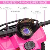 Kids Electric Ride-On Four Wheeler ATV Car with Music – Toddler Ride-On Toy for 18–36 Months, Pink