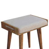 Artisan Furniture Tray-Style Footstool in Solid Mango Wood with Cotton Boucle Upholstery – Cream & Brown