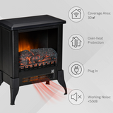 HOMCOM Freestanding Electric Fireplace Stove with Adjustable Temperature – Glass Front, Overheat Protection