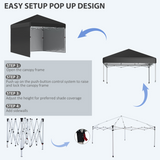 Outsunny 3x3m Pop-Up Gazebo Party Tent with 3 Sidewalls & Weight Bags, Steel Frame – Outdoor Shelter, Black