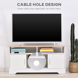 HOMCOM White TV Stand for TVs up to 42" with Storage Cabinets & Open Shelves – Modern Media Unit