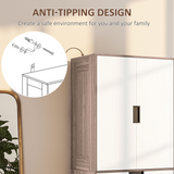 HOMCOM 2-Door Wardrobe with 3 Drawers & Hanging Rail – Bedroom Storage, Brown & White
