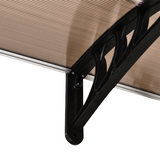 Outsunny Curved Polycarbonate Door and Window Awning, 80 x 195 cm – UV, Rain and Snow Canopy, Clear and Black