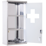 Wall-Mounted Stainless Steel Medicine Cabinet with 2 Shelves and Lockable Glass Door – Bathroom Storage