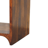 Artisan Furniture Solid Wood Newton Mini Chestnut Nightstand with Drawer & Open Shelf – Scalloped Bedside