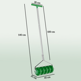 Rolling Lawn Aerator with 30 Spikes and 100 cm Handle – Spiked Roller for Healthier Soil, Dark Green