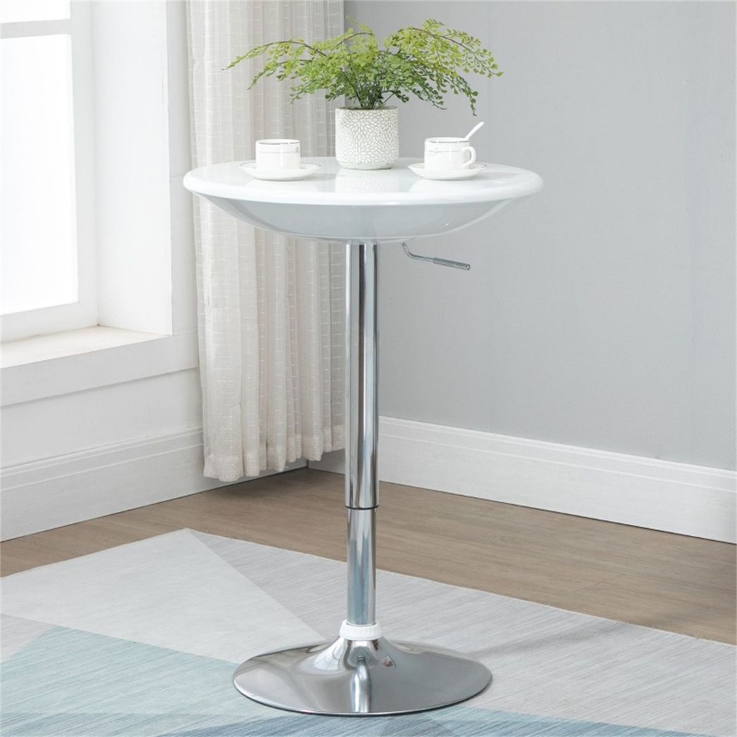 Height Adjustable Bar Table with 360° Swivel Top, 80kg Capacity, 76–97cm – Pneumatic Coffee Table, White