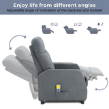 Electric Massage Recliner Chair with 6-Point Vibration Massage & Heating – Fabric TV Armchair, Light Grey