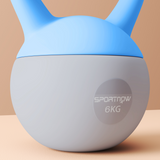 6kg Soft Kettlebell with Wide Non-Slip Handle & Flat Base – Strength and Cardio Training, Light Blue and Grey