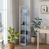 Bathroom Storage Cabinet with RGB LED Lighting and Four-Tier Shelves – Colour-Changing Ambient Glow, White