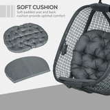 Outsunny Hanging Swing Chair with Thick Cushion, Steel Frame & Breathable Mesh – Patio Chair, Dark Grey