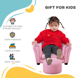 HOMCOM Kids Sofa with Footstool – Toddler Armchair for Playroom and Bedroom, Pink