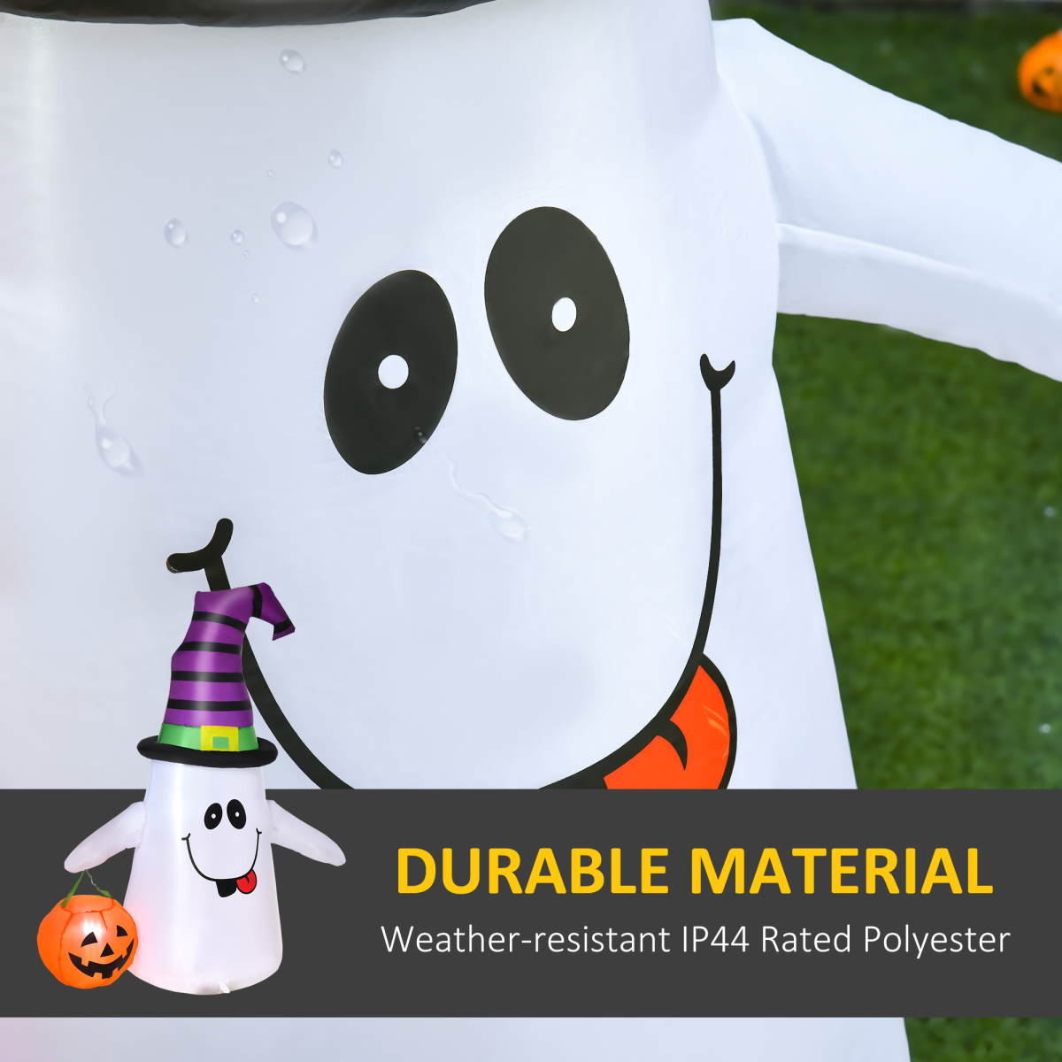1.2m Inflatable Witch Ghost Halloween Decoration with LED Pumpkin