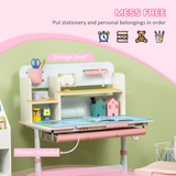 HOMCOM Kids Desk and Chair Set with Adjustable Height, Storage Drawer & Washable Seat Cover – Study Set, Pink