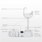 Outsunny Portable Hand Wash Sink with Foot Pump, Soap Dispenser & Towel Holder – Camping Water Tank, 24L Recovery Tank