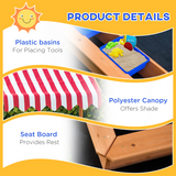 Outsunny Kids Wooden Sandbox with Height-Adjustable Canopy & Bottomless Liner – Outdoor Sand Pit, Fir Wood