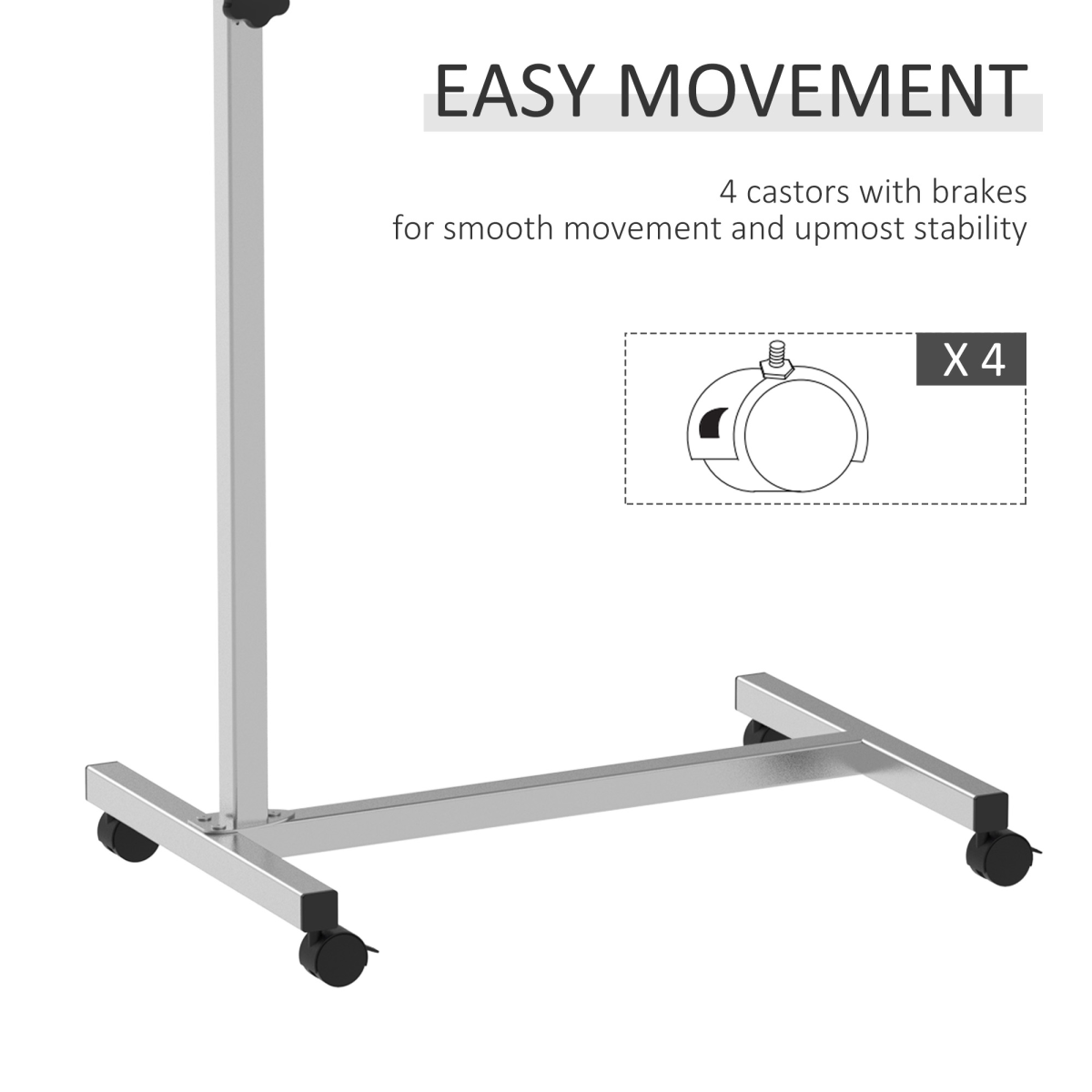 HOMCOM C-Shaped Mobile Sofa & Bedside Table with Lockable Casters – Laptop Side Table