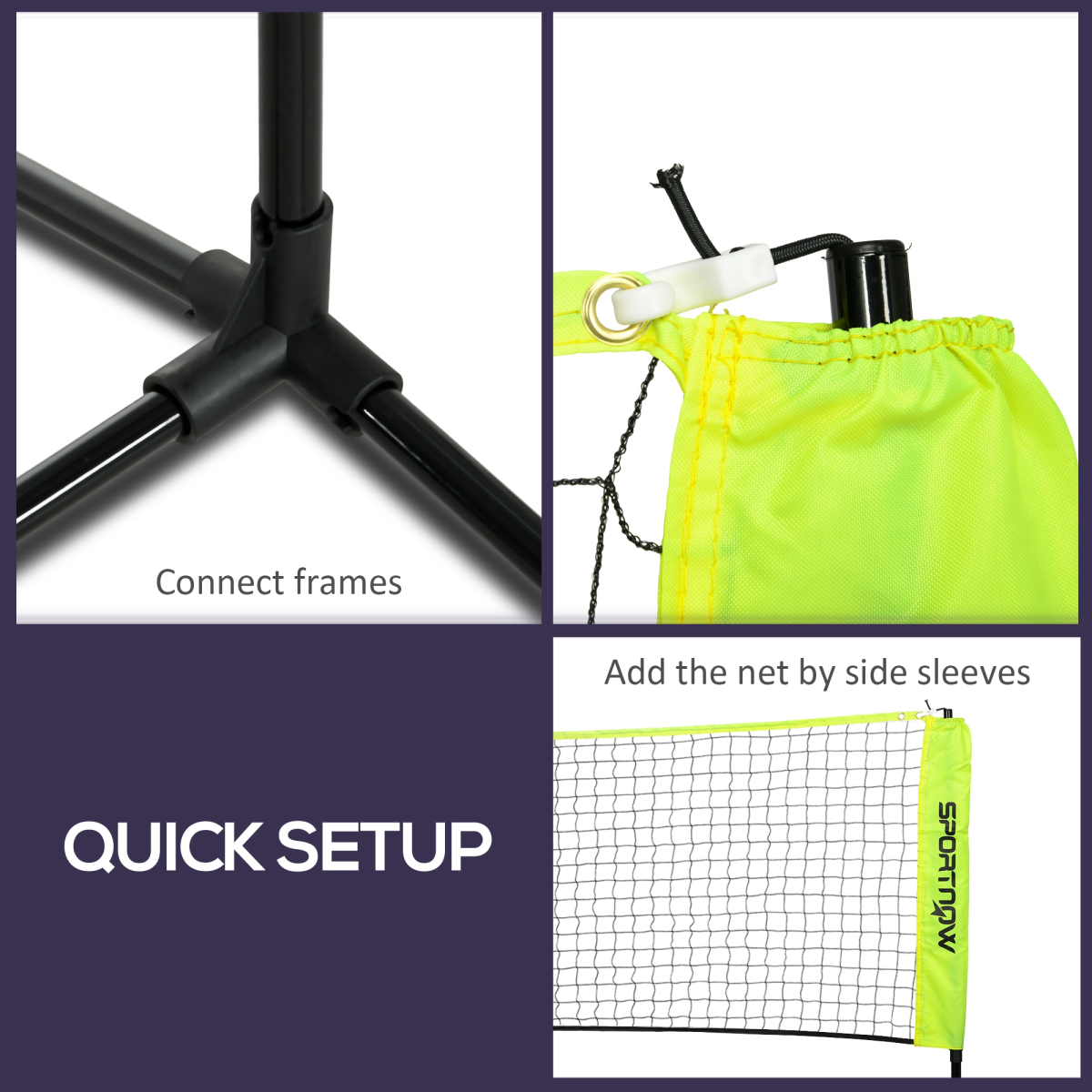 SPORTNOW 3m Badminton Net with Adjustable Height & Carry Bag – Sports Net for Tennis, Pickleball & Volleyball
