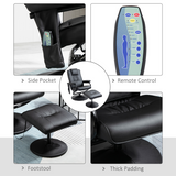 Massage Recliner Chair & Ottoman Footstool Set with High Density Cushioning – Living Room Relaxation, Black