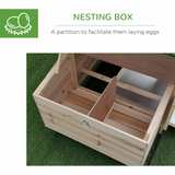 PawHut Wooden Chicken Coop with Nesting Box & Outdoor Run – Small Animal Cage for Backyard