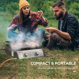 Outsunny Portable Gas Plancha BBQ Grill with 2 Stainless Steel Burners, 6kW – Non-Stick Hotplate & Grease Box
