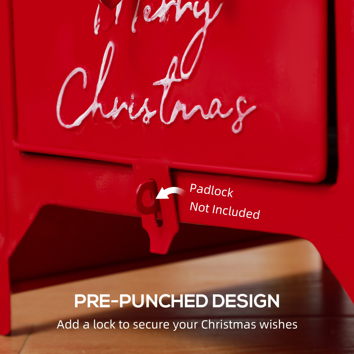 HOMCOM Christmas Post Box with 3D Embossed Pattern – Freestanding or Wall Mounted Festive Letter Box