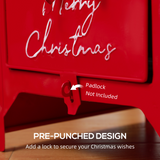HOMCOM Christmas Post Box with 3D Embossed Pattern – Freestanding or Wall Mounted Festive Letter Box