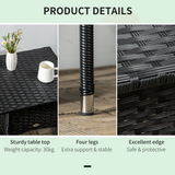 Outsunny PE Rattan Outdoor Coffee Table with Galvanised Steel Frame – Patio & Garden Side Table, Black