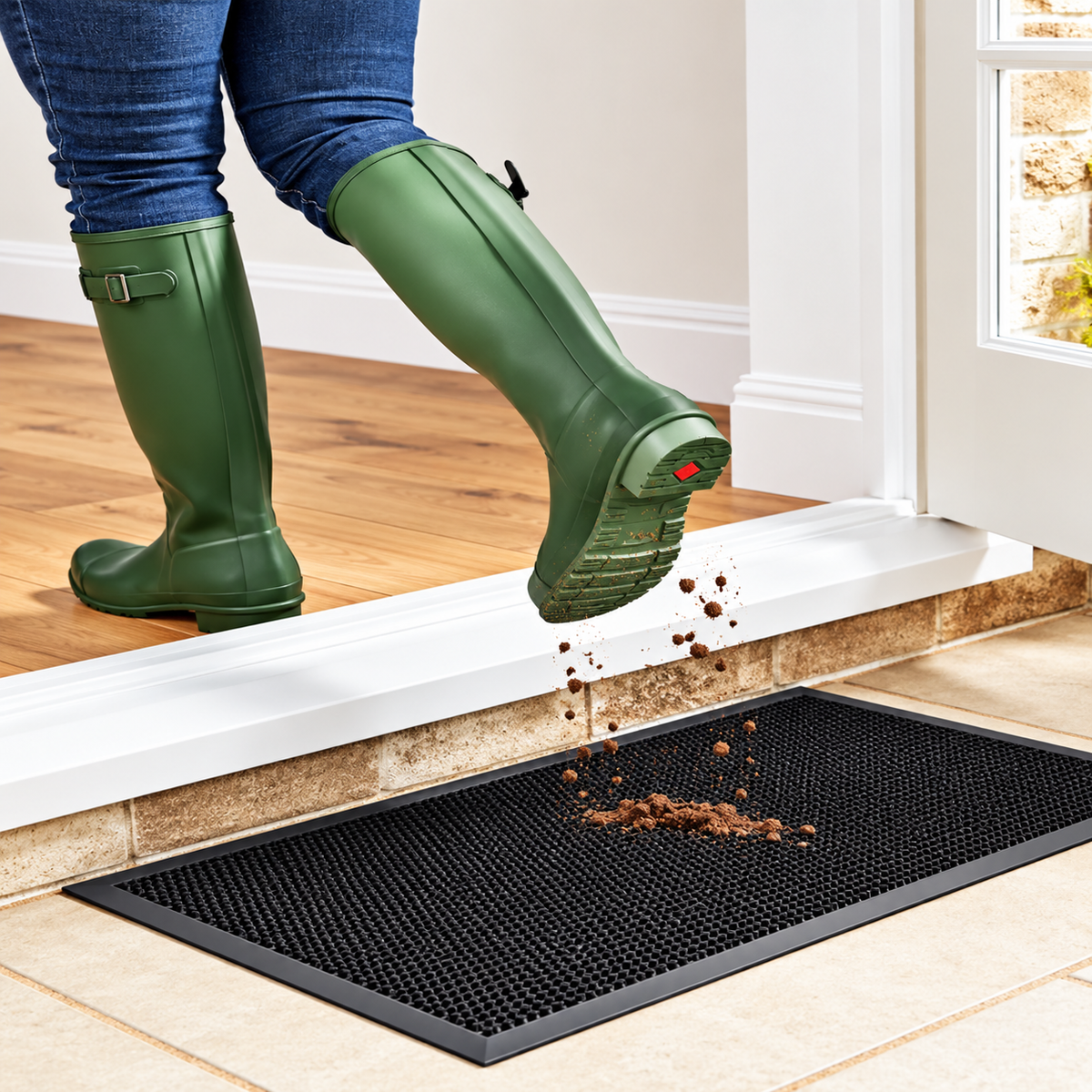Avilo Large Capacity Dirt Trapper Mat 40 x 60cm with Honeycomb Weave – Heavyweight Nylon, Indoor and Outdoor