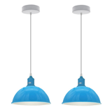 Blue Dome Metal Pendant Shades, 21cm – 2 Pack