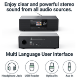 Majority Quadriga Music System with DAB+, Internet Radio, CD, Bluetooth & Spotify Connect – 120W, Black